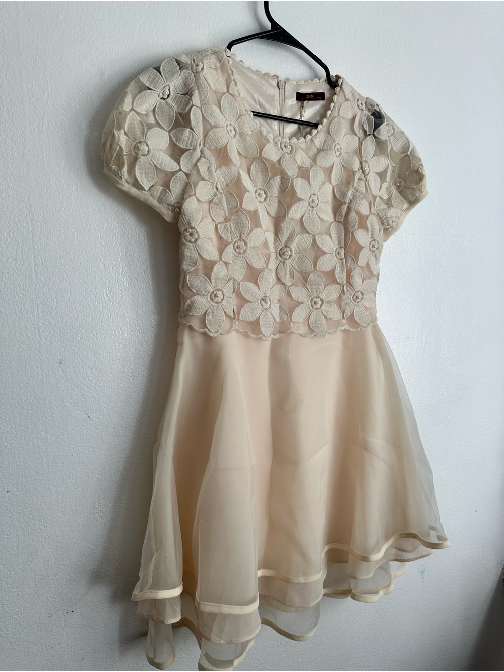 Soma Cream Floral Lace Chiffon Party Dress